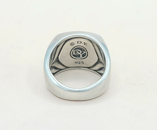  David Yurman Streamline Signet Ring Silver & Black Diamonds