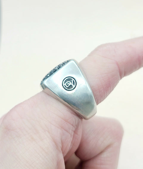  David Yurman Streamline Signet Ring Silver & Black Diamonds