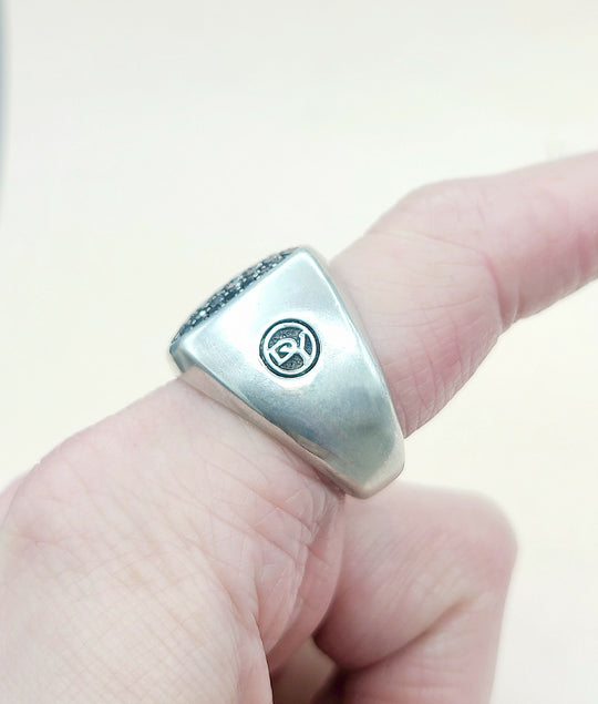  David Yurman Streamline Signet Ring Silver & Black Diamonds