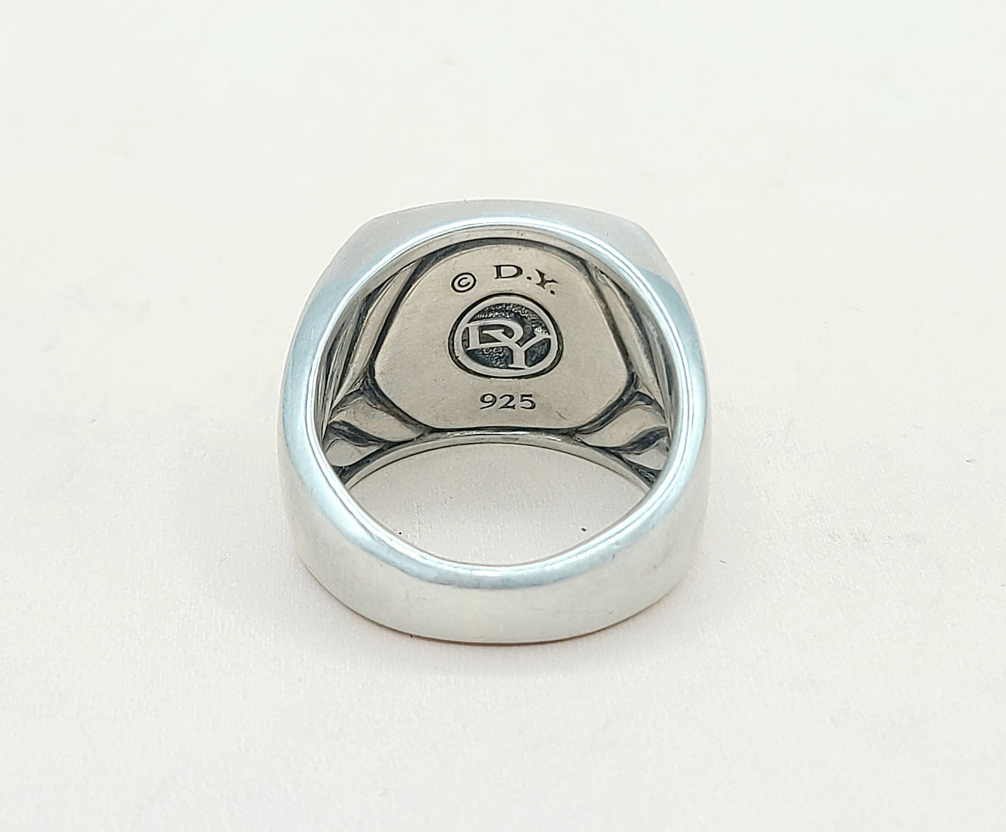 David Yurman Streamline Signet Ring Sterling Silver with Black Diamonds, 18.6mm