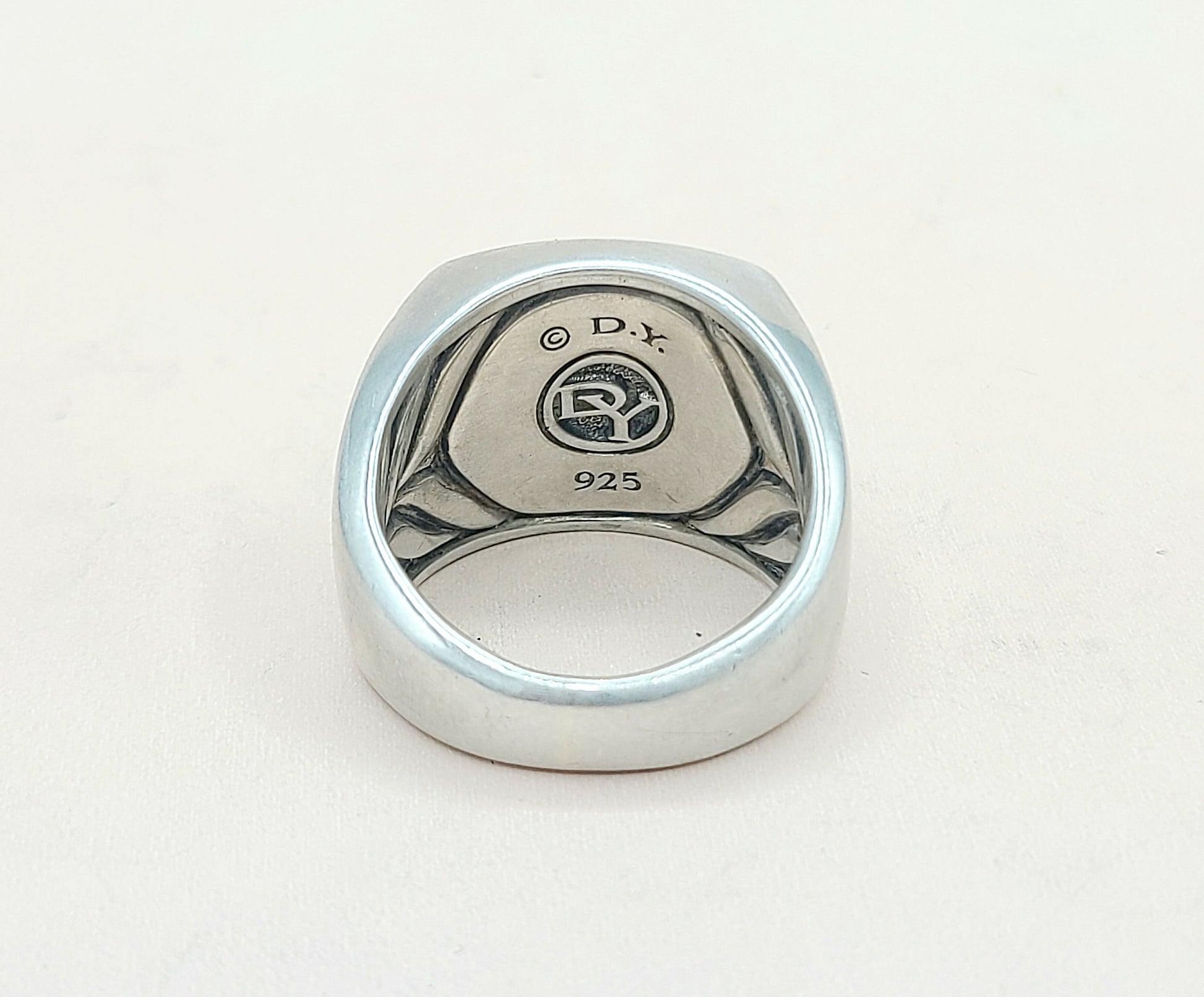 David Yurman Streamline Signet Ring Sterling Silver with Black Diamonds, 18.6mm