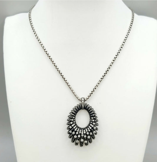 David Yurman 34mm Tempo Pendant Necklace With Diamonds