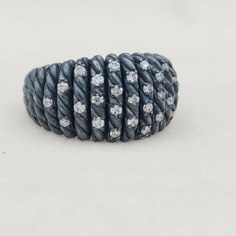  David Yurman Tempo Ring Black Rhodium & Diamonds
