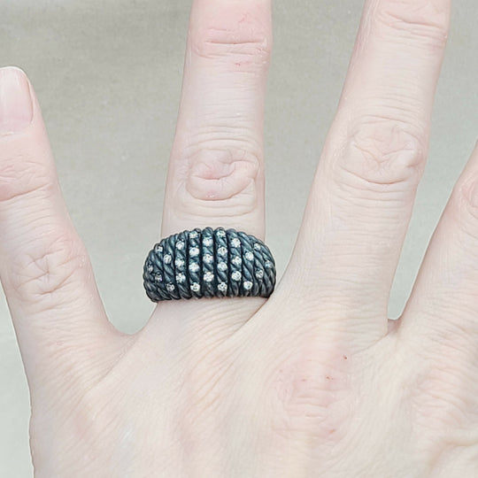  David Yurman Tempo Ring Black Rhodium & Diamonds