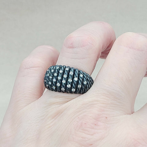  David Yurman Tempo Ring Black Rhodium & Diamonds