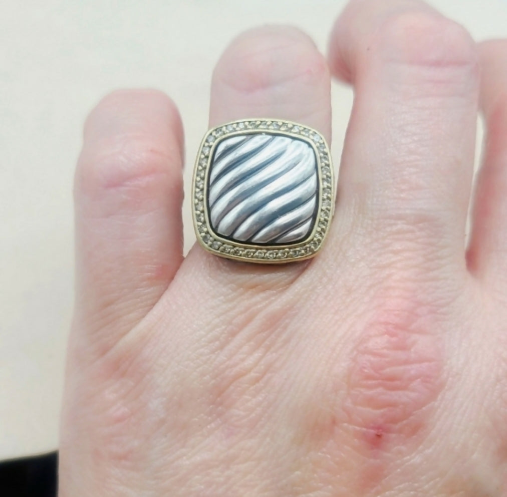 David Yurman Thoroughbred Albion Diamond Gold Ring | Certified Pre-Owned  AYW Luxury #