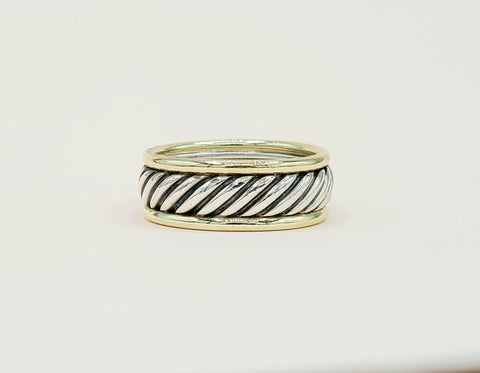  David Yurman Thoroughbred Cable Ring Silver & Gold