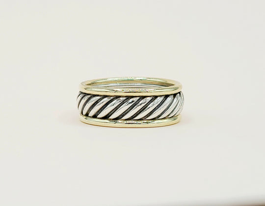  David Yurman Thoroughbred Cable Ring Silver & Gold