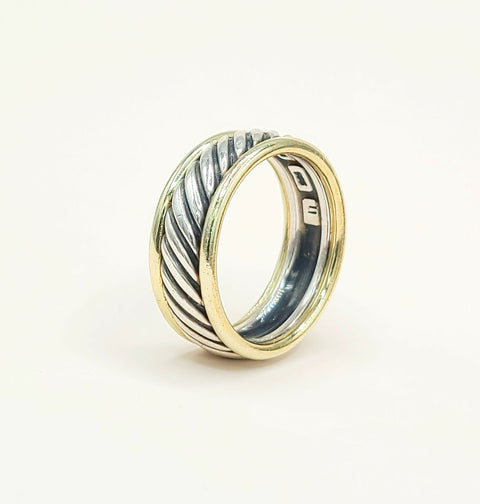  David Yurman Thoroughbred Cable Ring Silver & Gold