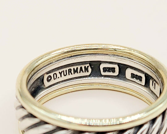  David Yurman Thoroughbred Cable Ring Silver & Gold