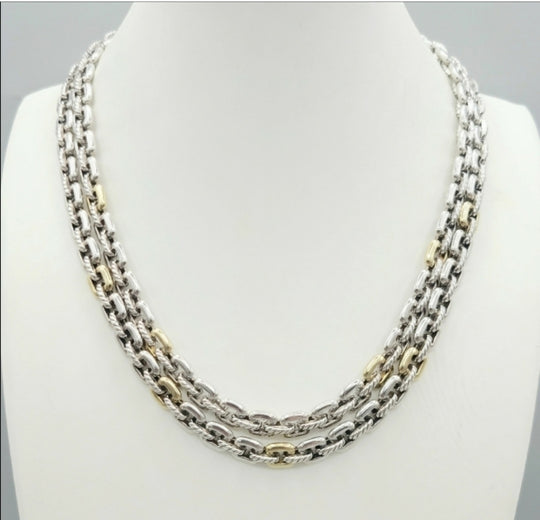  David Yurman Thoroughbred Double Row Necklace – 18k Gold