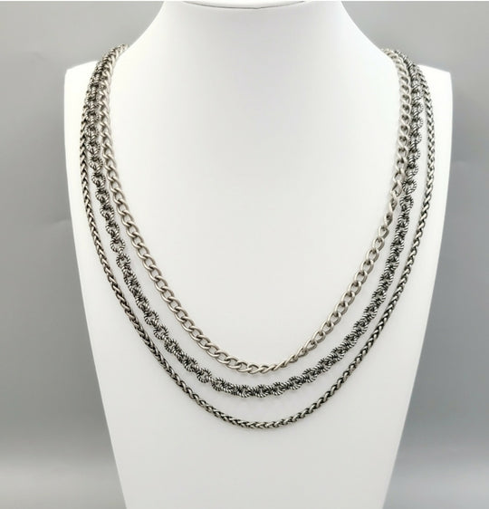  David Yurman Three Row Chain Necklace