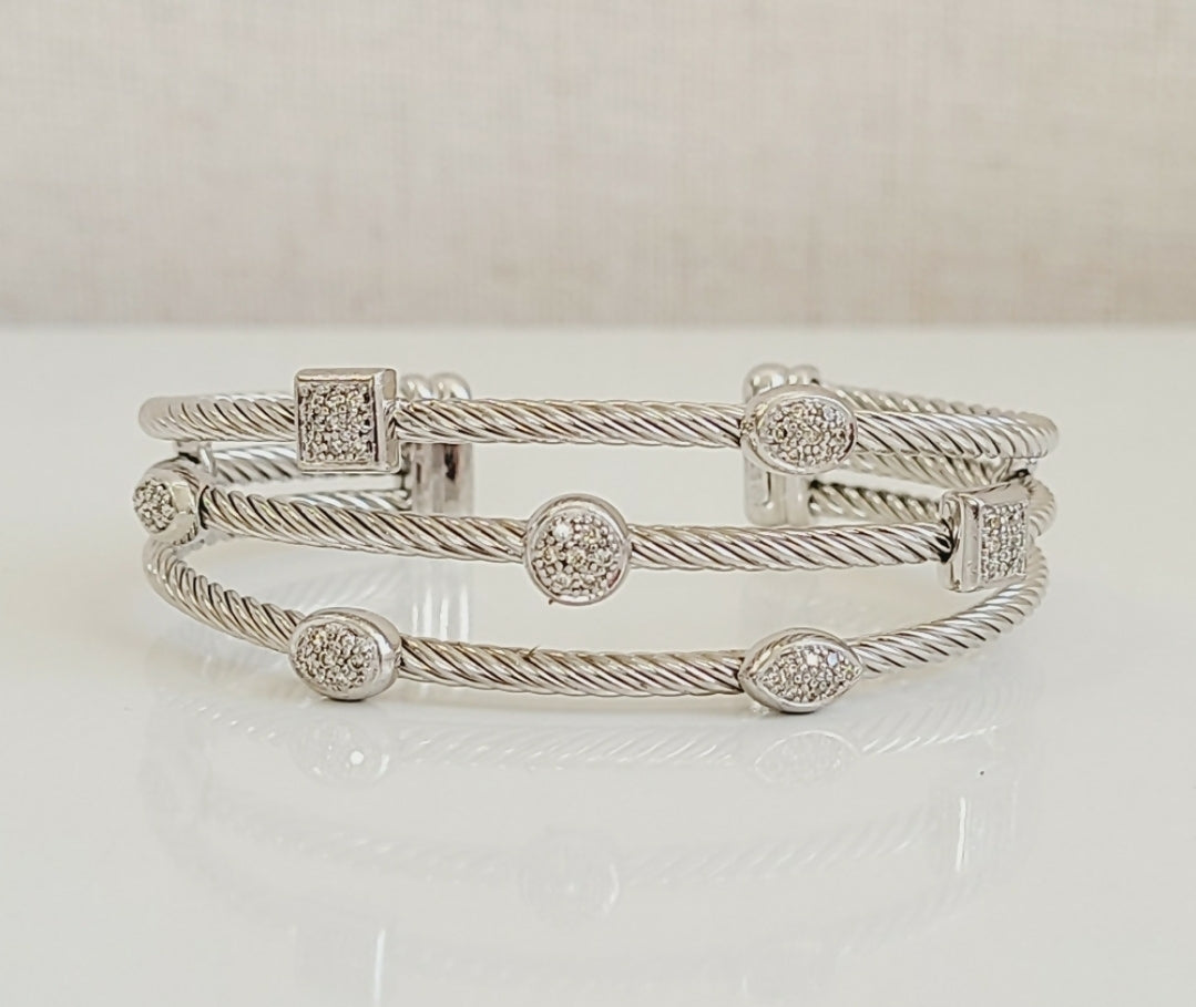 David Yurman Three Row Confetti Diamond Bracelet