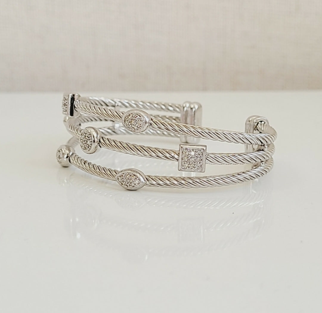 David Yurman Three Row Confetti Diamond Bracelet