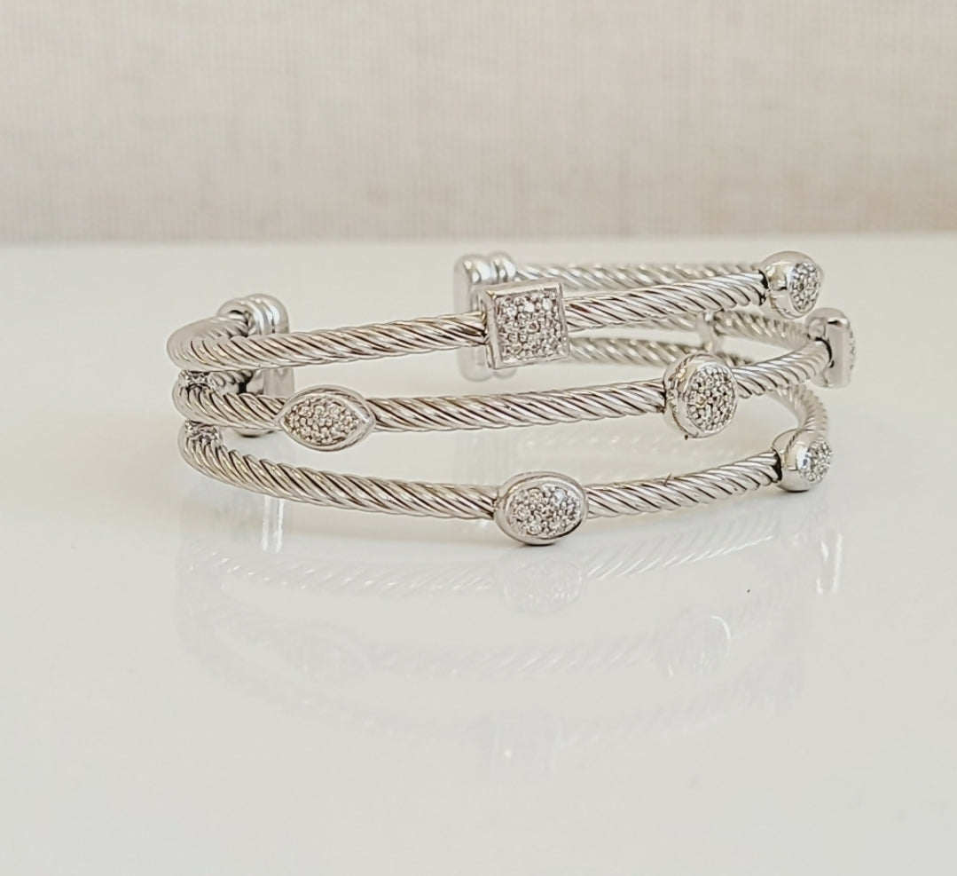 David Yurman Three Row Confetti Diamond Bracelet