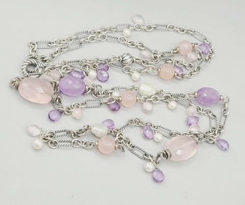  David Yurman Tweejoux Necklace – Amethyst & Rose Quartz