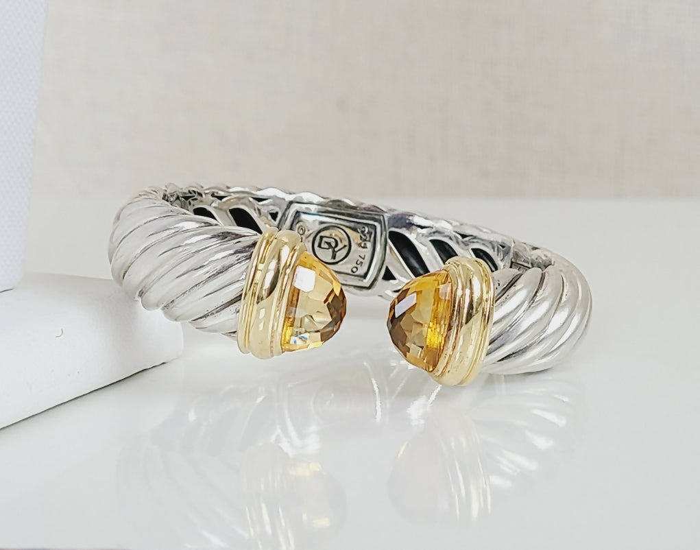 David Yurman Waverly Bracelet 15mm Citrine & 18K Gold  AYW Luxury