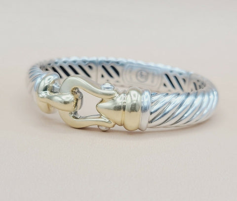  David Yurman Waverly Buckle Cable Bracelet 10mm Gold