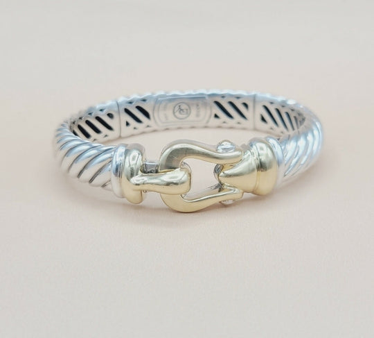  David Yurman Waverly Buckle Cable Bracelet 10mm Gold