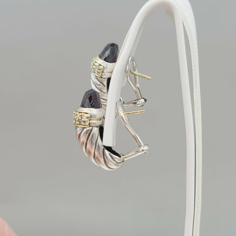  David Yurman Waverly Earrings Garnet, Diamonds & Gold