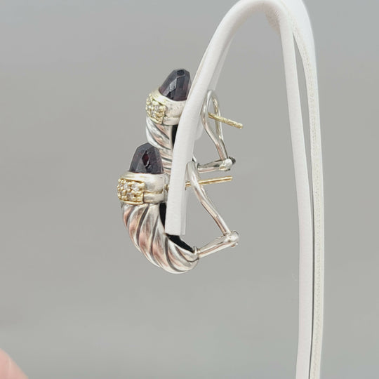  David Yurman Waverly Earrings Garnet, Diamonds & Gold
