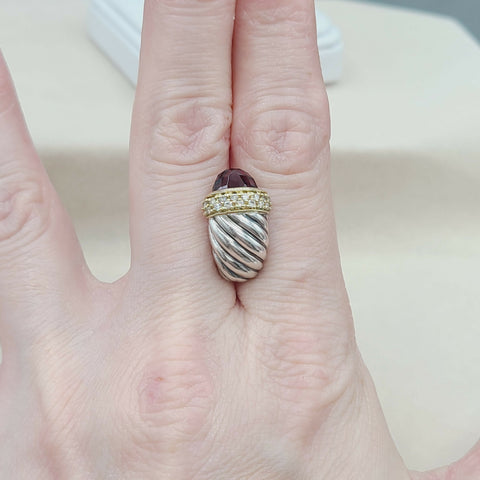  David Yurman Waverly Earrings Garnet, Diamonds & Gold