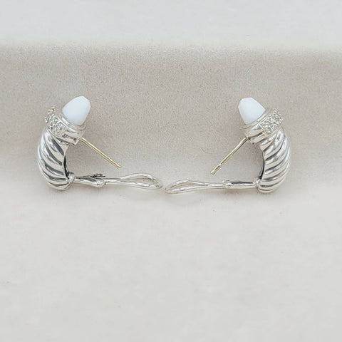  David Yurman Waverly Earrings White Agate & Diamonds