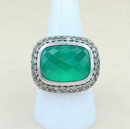 David Yurman Waverly Limited Ring – Green Onyx & Diamonds  AYW Luxury #