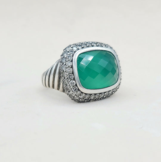  David Yurman Waverly Limited Ring – Green Onyx & Diamonds