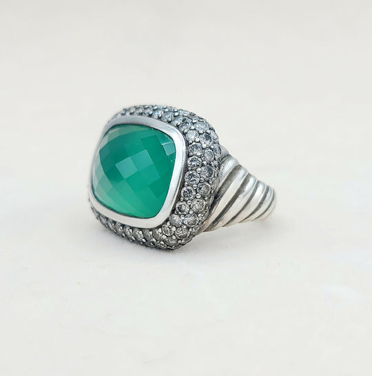  David Yurman Waverly Limited Ring – Green Onyx & Diamonds