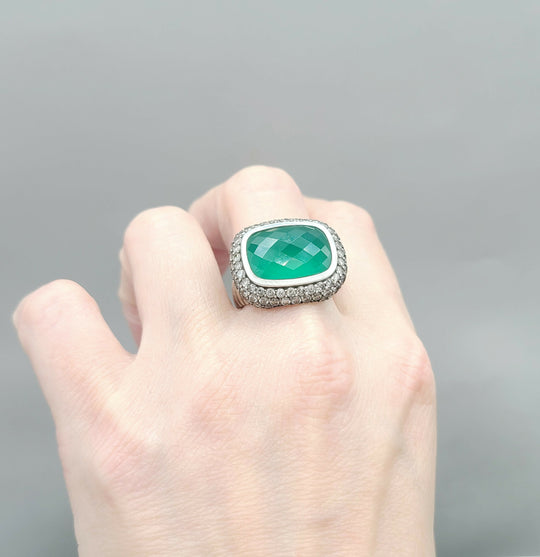  David Yurman Waverly Limited Ring – Green Onyx & Diamonds