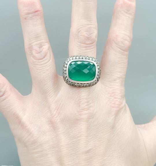  David Yurman Waverly Limited Ring – Green Onyx & Diamonds