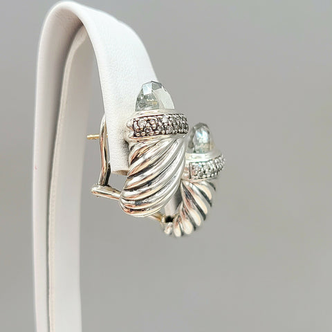  David Yurman Waverly Prasiolite Diamond Earrings