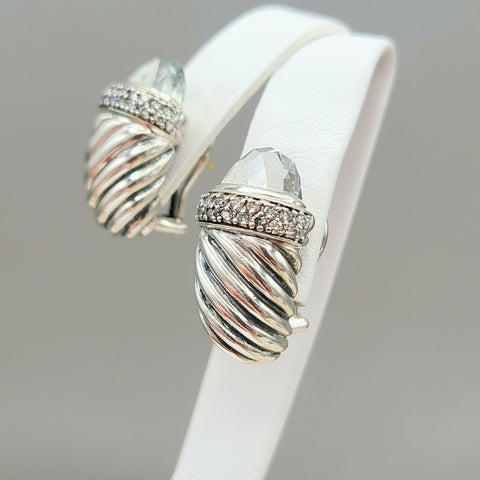  David Yurman Waverly Prasiolite Diamond Earrings