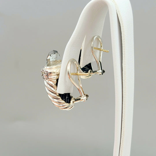  David Yurman Waverly Prasiolite Diamond Earrings