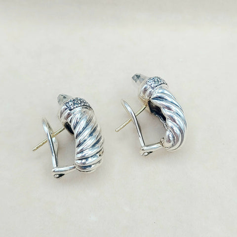  David Yurman Waverly Prasiolite Diamond Earrings