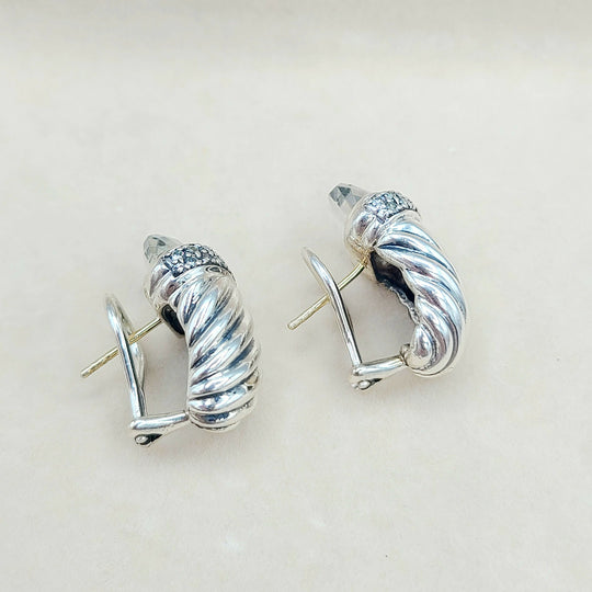  David Yurman Waverly Prasiolite Diamond Earrings