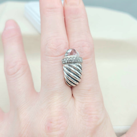  David Yurman Waverly Prasiolite Diamond Earrings