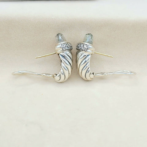  David Yurman Waverly Prasiolite Diamond Earrings