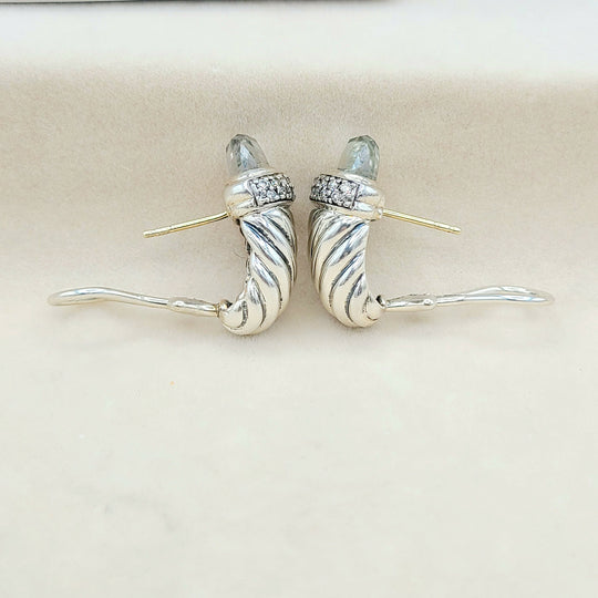  David Yurman Waverly Prasiolite Diamond Earrings