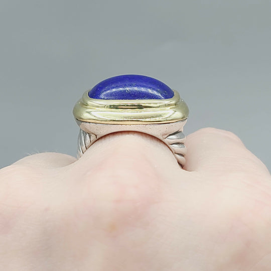  David Yurman Waverly Ring With Lapis Lazuli and Gold