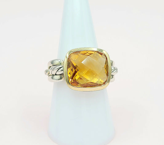 David Yurman Wellesley Link Ring – Citrine & Gold  AYW Luxury #