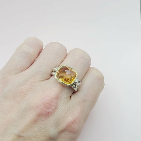  David Yurman Wellesley Link Ring – Citrine & Gold