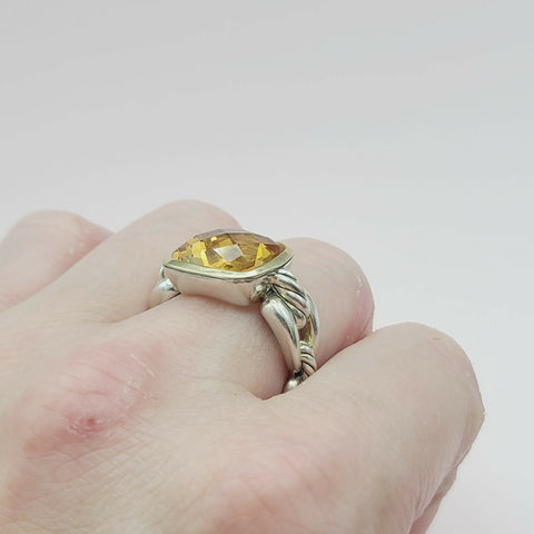  David Yurman Wellesley Link Ring – Citrine & Gold