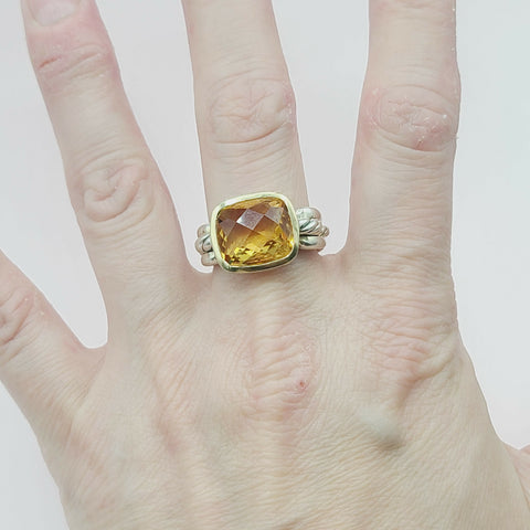  David Yurman Wellesley Link Ring – Citrine & Gold