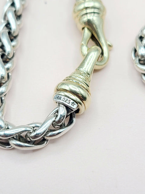  David Yurman Wheat Chain Necklace 6mm Gold Buckle 16"
