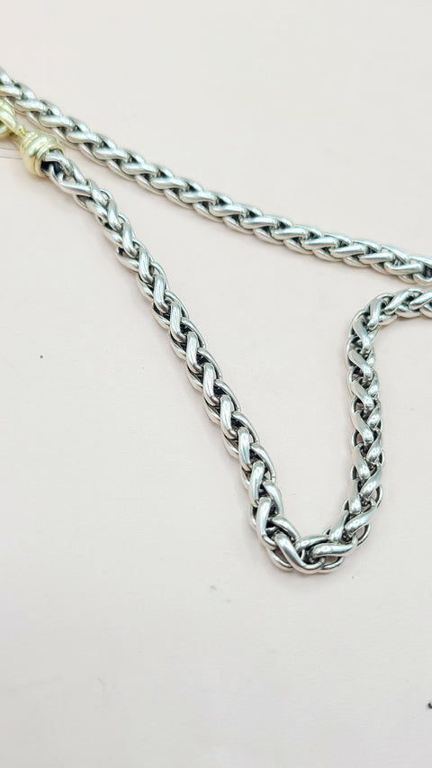  David Yurman Wheat Chain Necklace 6mm Gold Buckle 16"