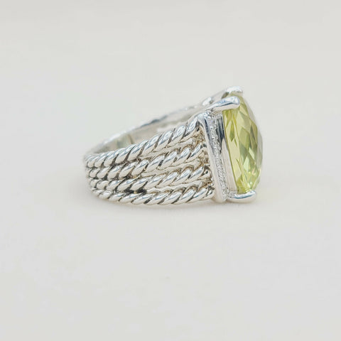  David Yurman Wheaton Ring – 16×12 Lemon Citrine & Diamonds