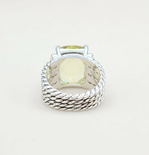  David Yurman Wheaton Ring – 16×12 Lemon Citrine & Diamonds