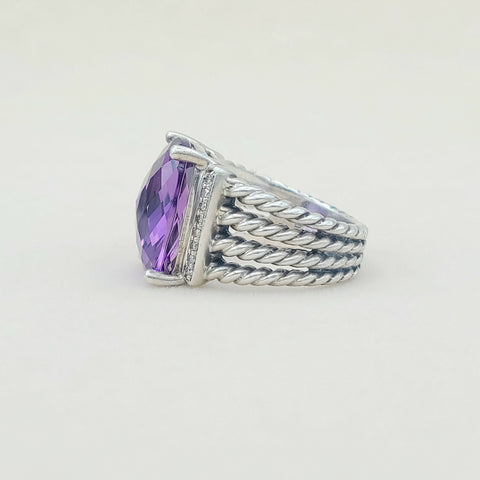  David Yurman Wheaton Ring 16x12 Amethyst & Diamonds